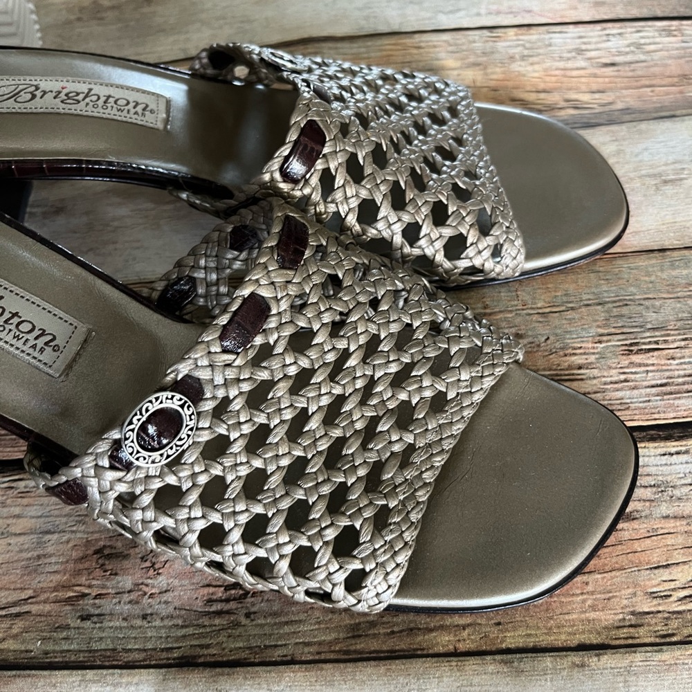 Brighton Tifany Platinum Slip On Heeled Slides Size 7.5M - Picture 10 of 16